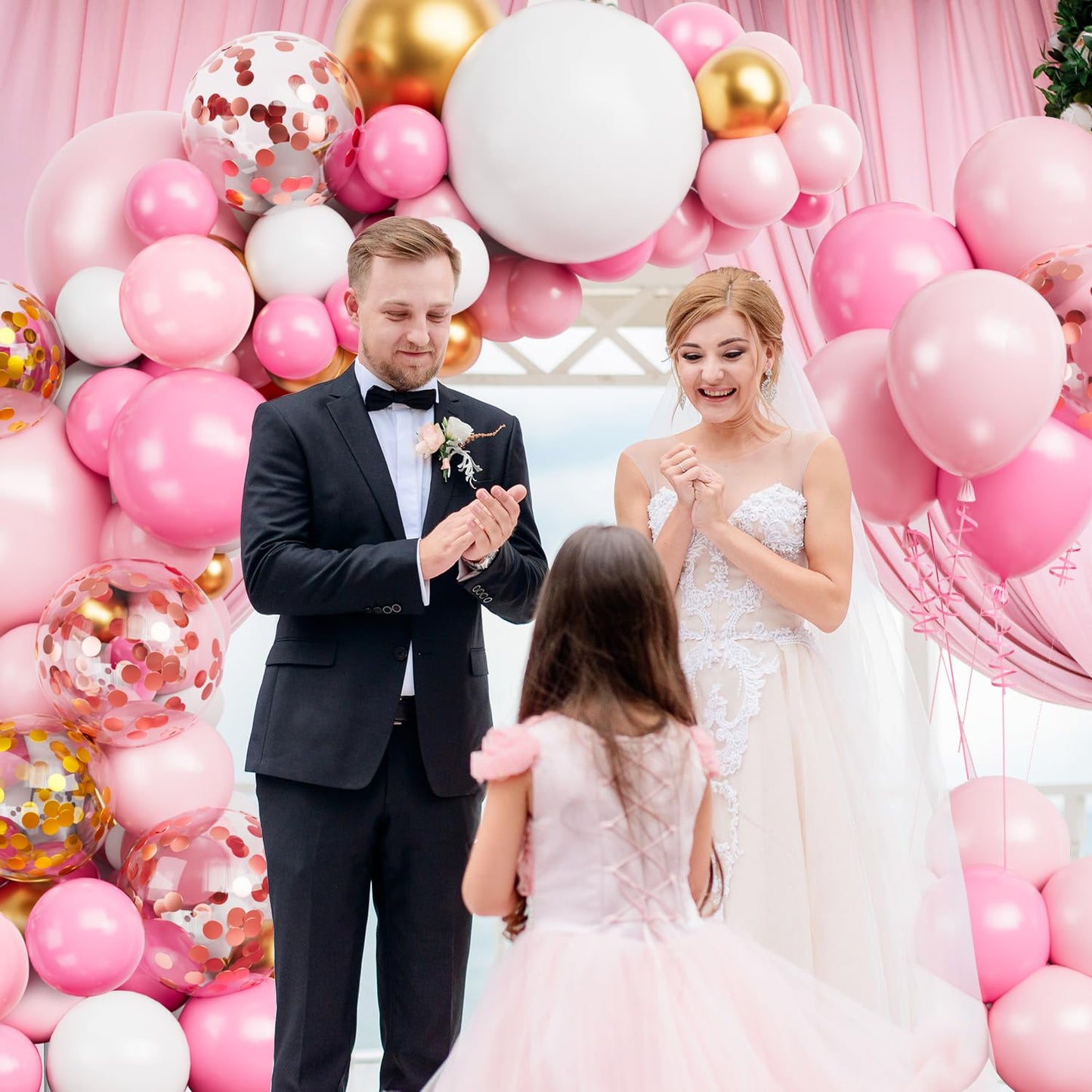 Labeol 149Pcs Pink And Gold Balloons Garland Arch Kit 18/12/10/5 Inch Balloons Different Sizes For Birthday Party Baby Shower Wedding Decoration