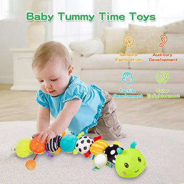 Baby Sensory Toys 0-6 6-12 Months Musical Plush Animal Stuffed Caterpillar with Crinkle & Rattle Tummy Time Toys for Infants Newborn 3 6 9 12 18 Months Car Seat and Shower Gifts for Boys Girls
