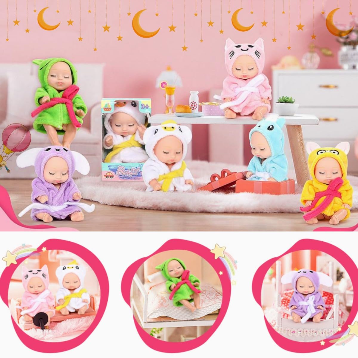 Tisden 4 Inch Mini Baby Dolls 6Pcs Set Realistic Baby Dolls Toys With Cute Handmade Doll Clothes For Suitability Kids 3 And Up (