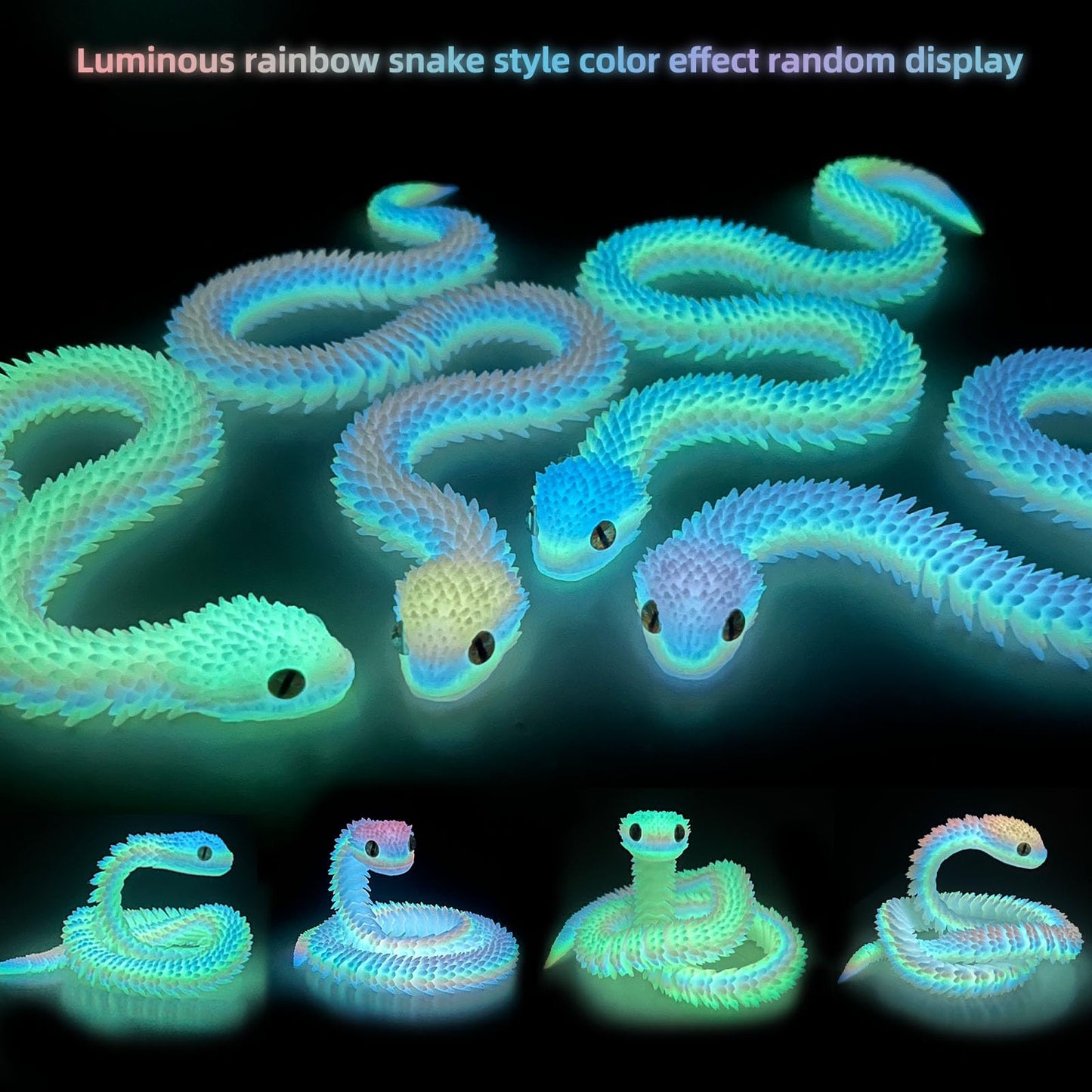 24 In 3D Printed Animals-Snake Viper,3D Printed Snake Toys 3D Printed Articulated Snake 3D Printed Animals Animal Model Ornament