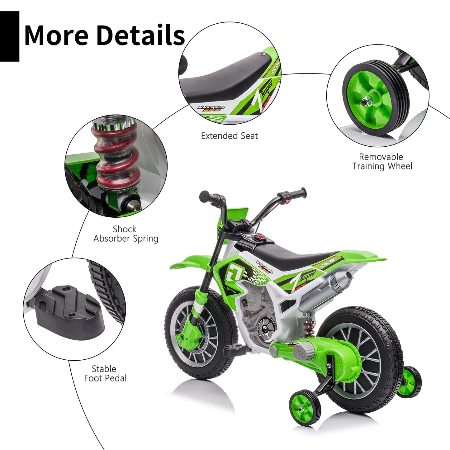 Aokoy Electric Dirt Bike For Kids 12V Battery Powered Electric Motorcycle For Kids Ride On Toy Rechargeable Electric Motorbike W