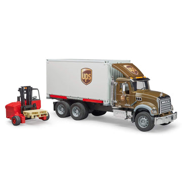 Bruder Toys 02828 Mack Granite UPS Logistics Truck with Forklift Vehicles-Toy