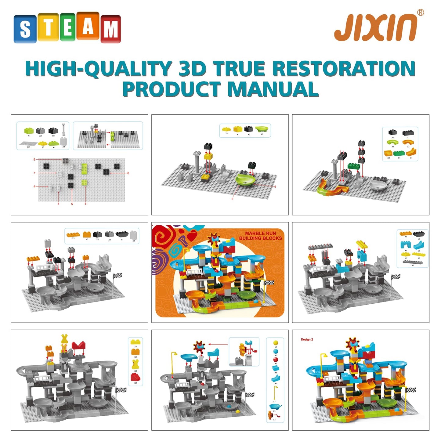 Jixin 3In1 Marble Runs For Kids 4-8/Building Blocks Compatible With Lego Duplos For Age 2-5/Marble Run For Kids Ages 3-5 Stem To