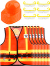 Puteraya 18 Pcs Kids Construction Worker Costume Include 6 Pcs Construction Vests 6 Pcs Construction Hats 6 Pcs Goggles for Care