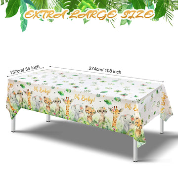 3 Pieces Jungle Safari Tablecloths Jungle Animal Plastic Table Cover Disposable Safari Table Cover Wild Jungle Plastic Tableclot