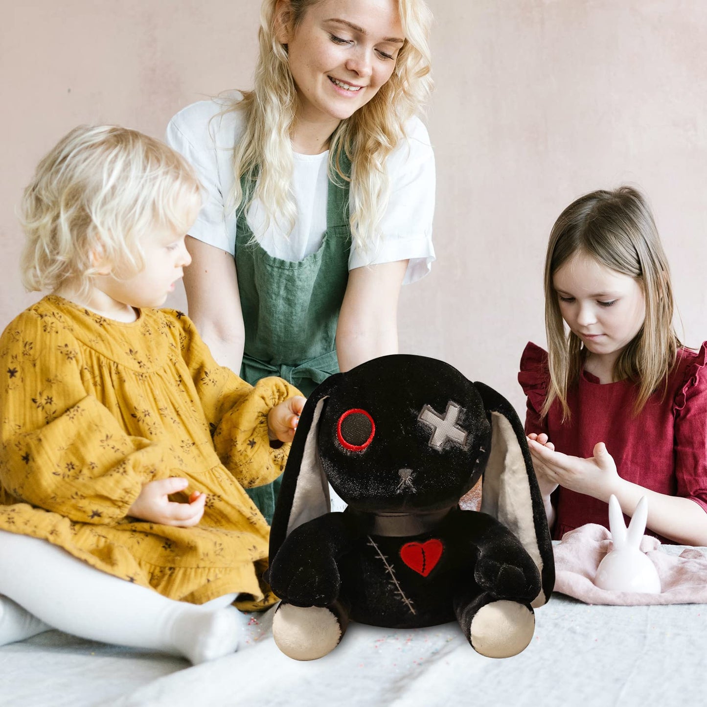 Qleewei Goth Bunny Plush Rabbit Stuffed Animal Horror Plushies Easter Stuffed Animal Creepy Spooky Bunny Stuffed Animal Crazy Ra