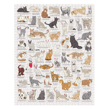 Ridley's 1,000-Piece Cat Lover's Jigsaw Puzzle - Informational Breeds Image, Sturdy Storage Tube, Cream Cardboard