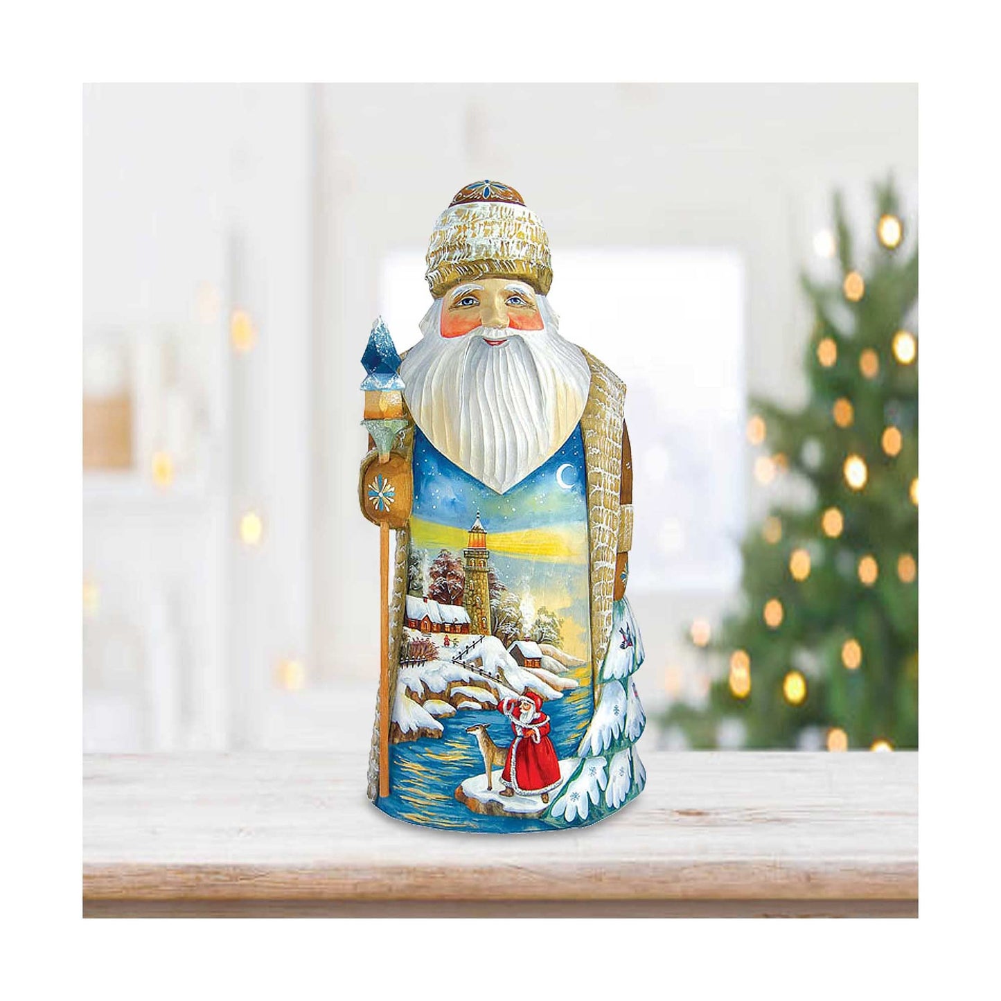 gDebrekht 243011 Woodcarving Winter Beacon 115 in - Woodcarved Santa