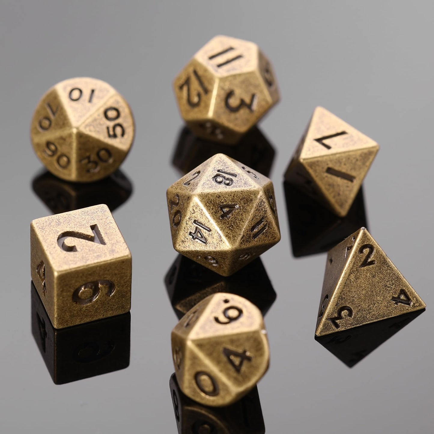 10mm Mini DND Metal Dice Set,3 Sets Antique Copper D&D Dice Set-Micro Polyhedral Dice Set,Perfect in Clear Display Tube for DND