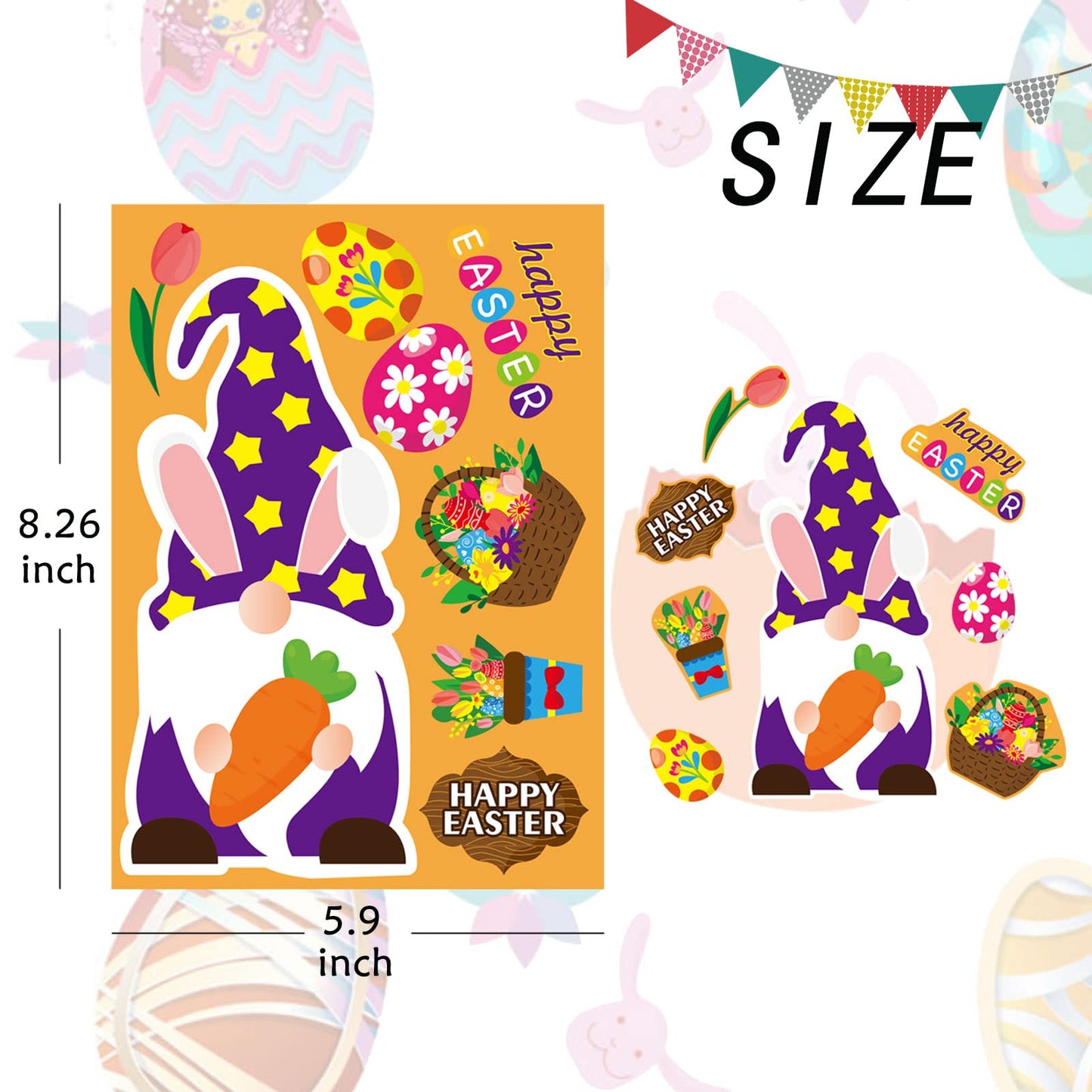 36 Sheet Easter Stickers For Kids,Easter Basket Stuffers,Make A Face Easter Stickers With Easter Animal Egg Themed,Make Your Own