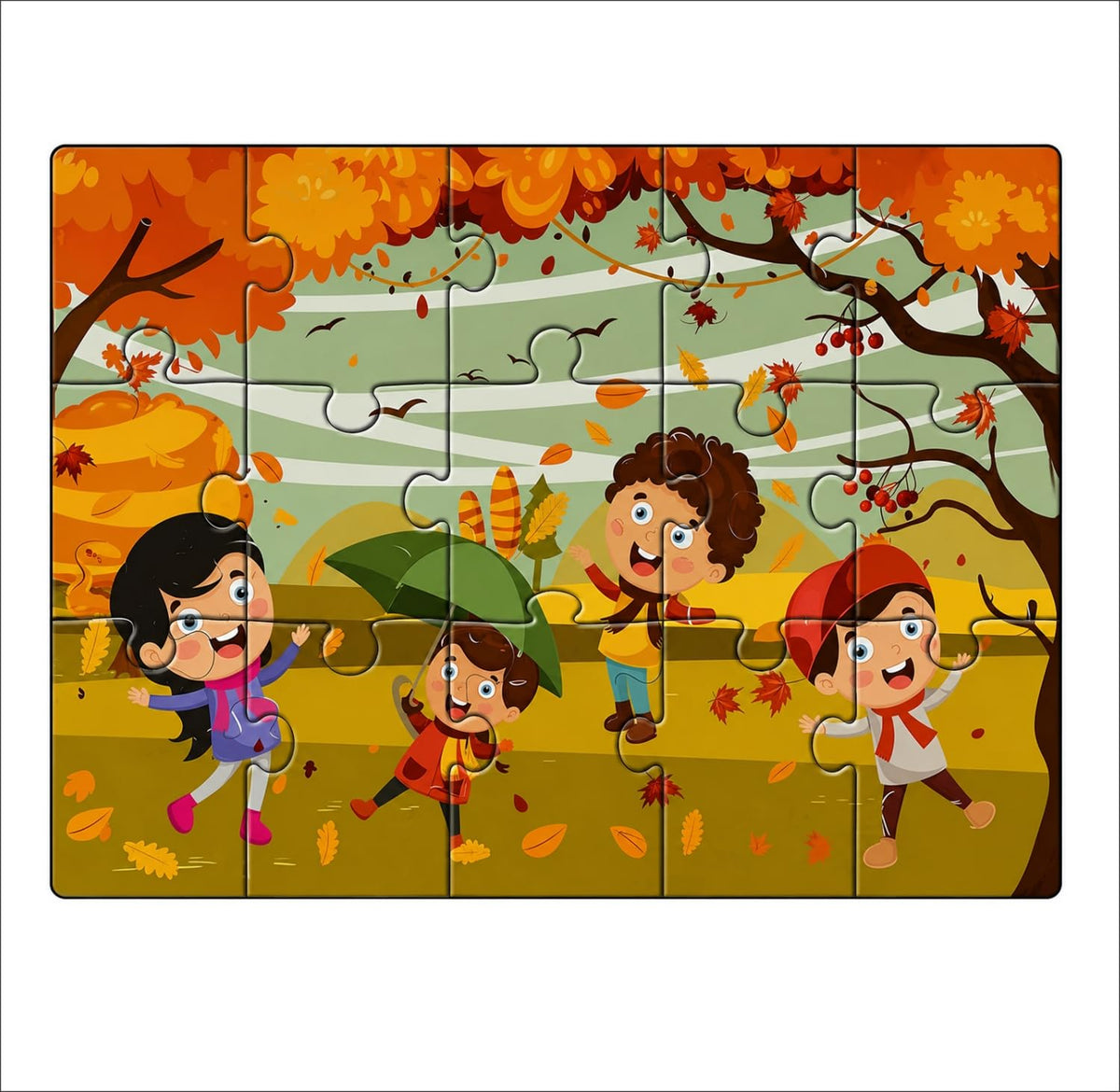 Autumn Adventures Wooden Floor Jigsaw Puzzle For Kids, 15 Large Pieces, Ages 3+