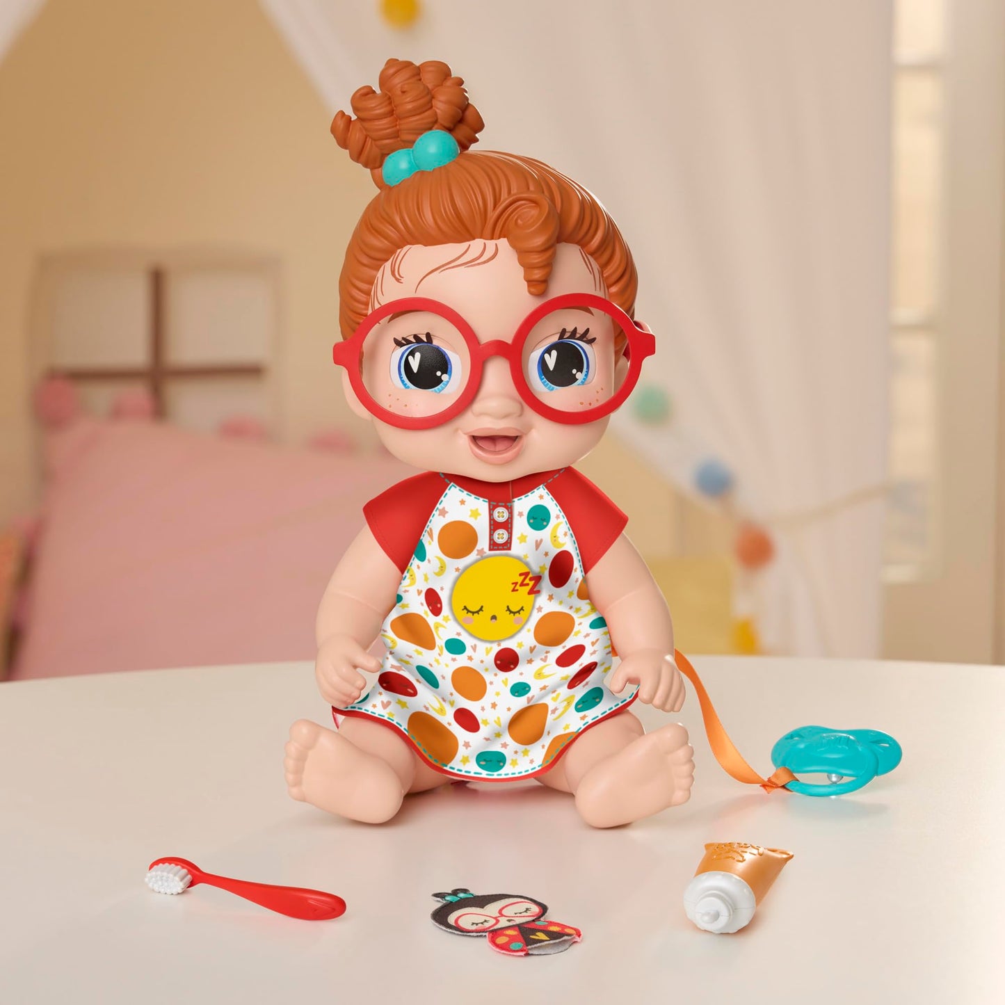 Baby Alive Lil Dreamer Dottie Doodle Sleepy Baby Doll Set, Red Hair, Fun Sleepover Theme, Preschool Toys For Girls & Boys 3 Years & Up