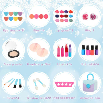 Merabufa Kids Makeup Kit For Girls 4 5 6 7 8-12Years Old ,45 Pcs Kids Real Makeup Set Washable Makeup Toys Birthday Hallowen For