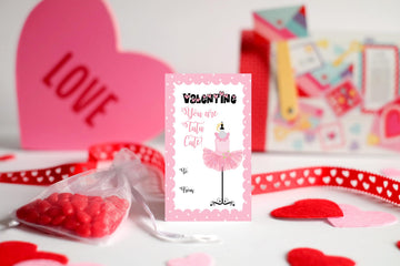 Silly Goose Gifts Ballet Valentine's Day Cards Set - 24 Pink Paper Cards for Kids Classroom Sharing