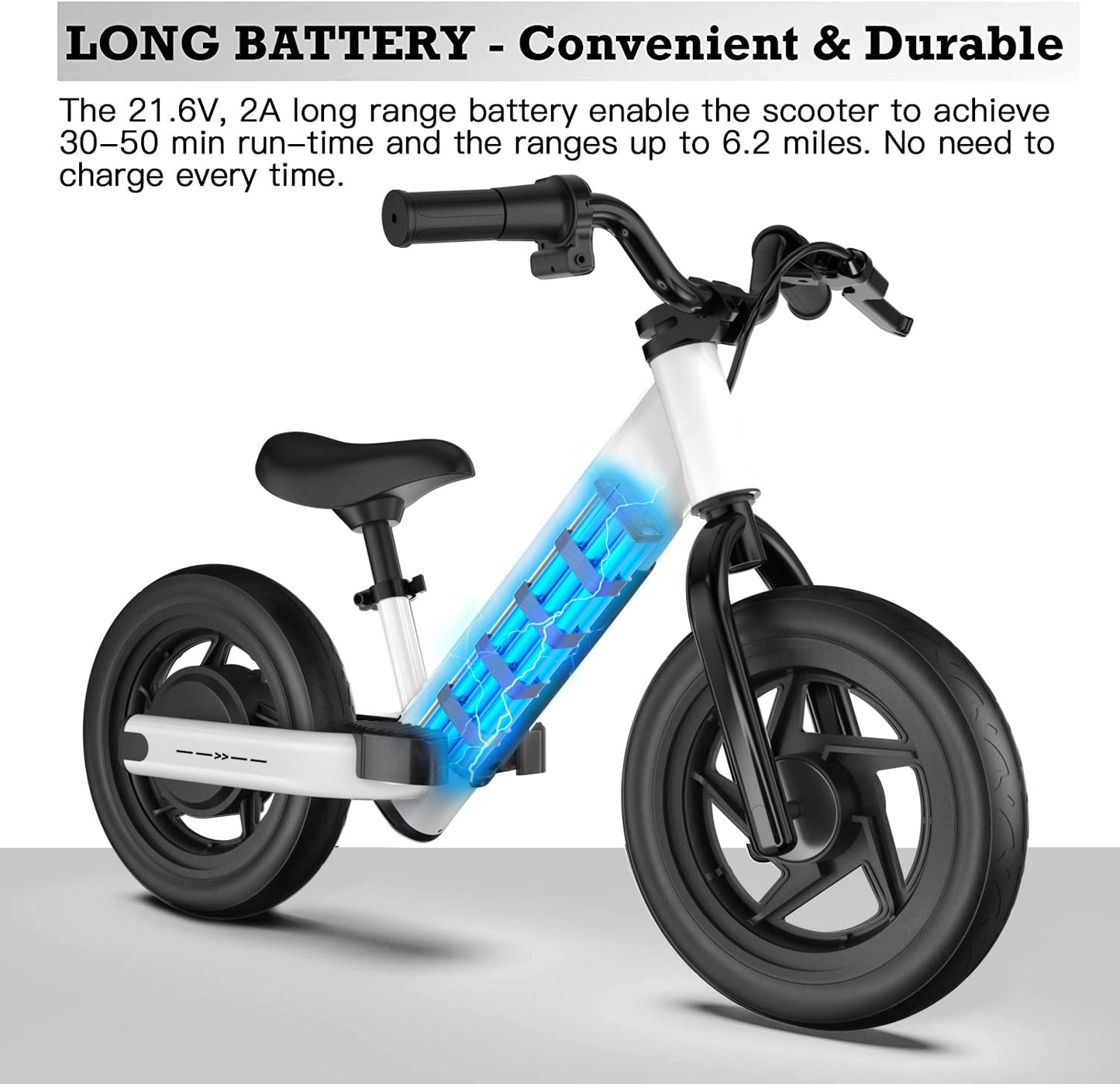 Hiboy BK1 Electric Bike for Kids Ages 3-5 Years Old, 24V 100W Electric Balance Bike with 12 inch Inflatable Tire and Adjustable