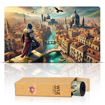 Wizcraft Gaming Paramint Assassin Overlooking (Stitched) - Mtg Playmat - Compatible With Magic The Gathering Playmat - Play Mtg,