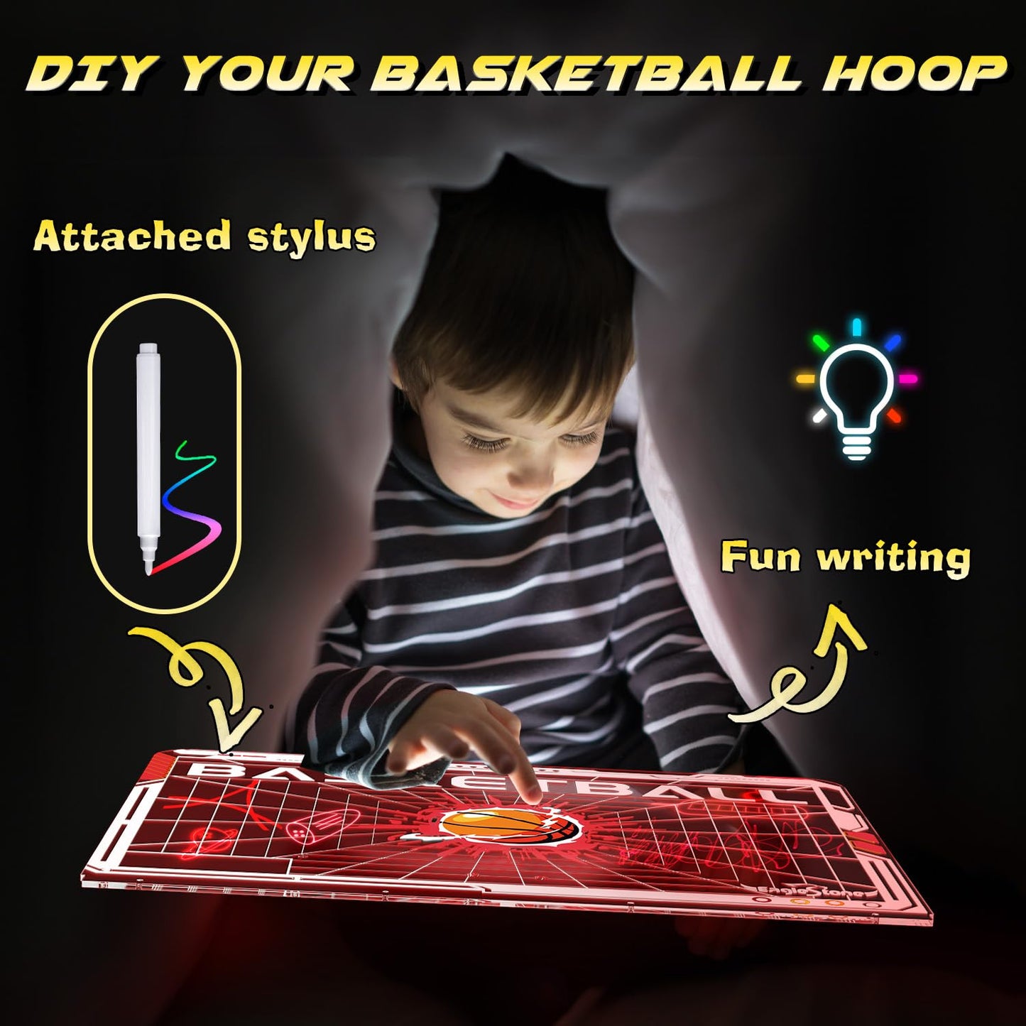 Eaglestone Basketball Hoop Indoor, Mini Hoop Baskerball With Double Electronic Scoreboard Ied Light, Kids Basketball Hoop With Remote Control, Indoor Basketball Hoop Toys Gifts For Kids 8-12