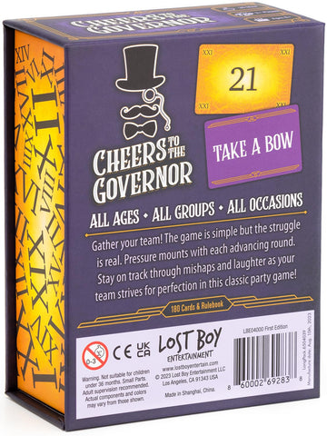 Lost Boy Entertainment Cheers To The Governor - Card Games - Party Games - Family Games - For Kids 8 And Up - Games For Adults - Family Game Night - Travel Games