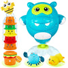 Ekueasyku Bath Toys For Kids Ages 1-3 2-4 4-8 Hippo Toddler Bath Toys Water Toys With Burger Stacking Cups Swimming Duck Crab Ba