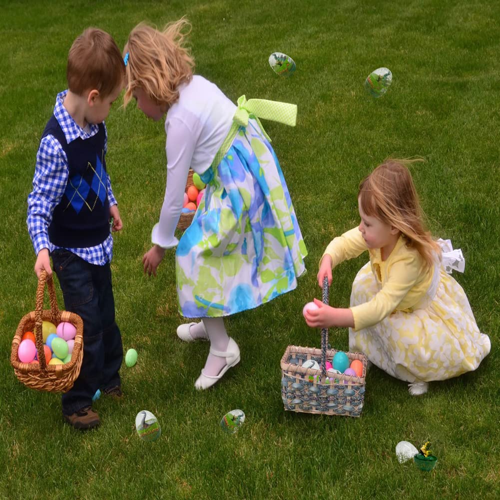 Easter Egg Prefilled with Dinosaur Pull Back Cars Toys, 4 Pcs Jumbo T-Rex Triceratops Dino for Basket Stuffers, Party Favors, Gi