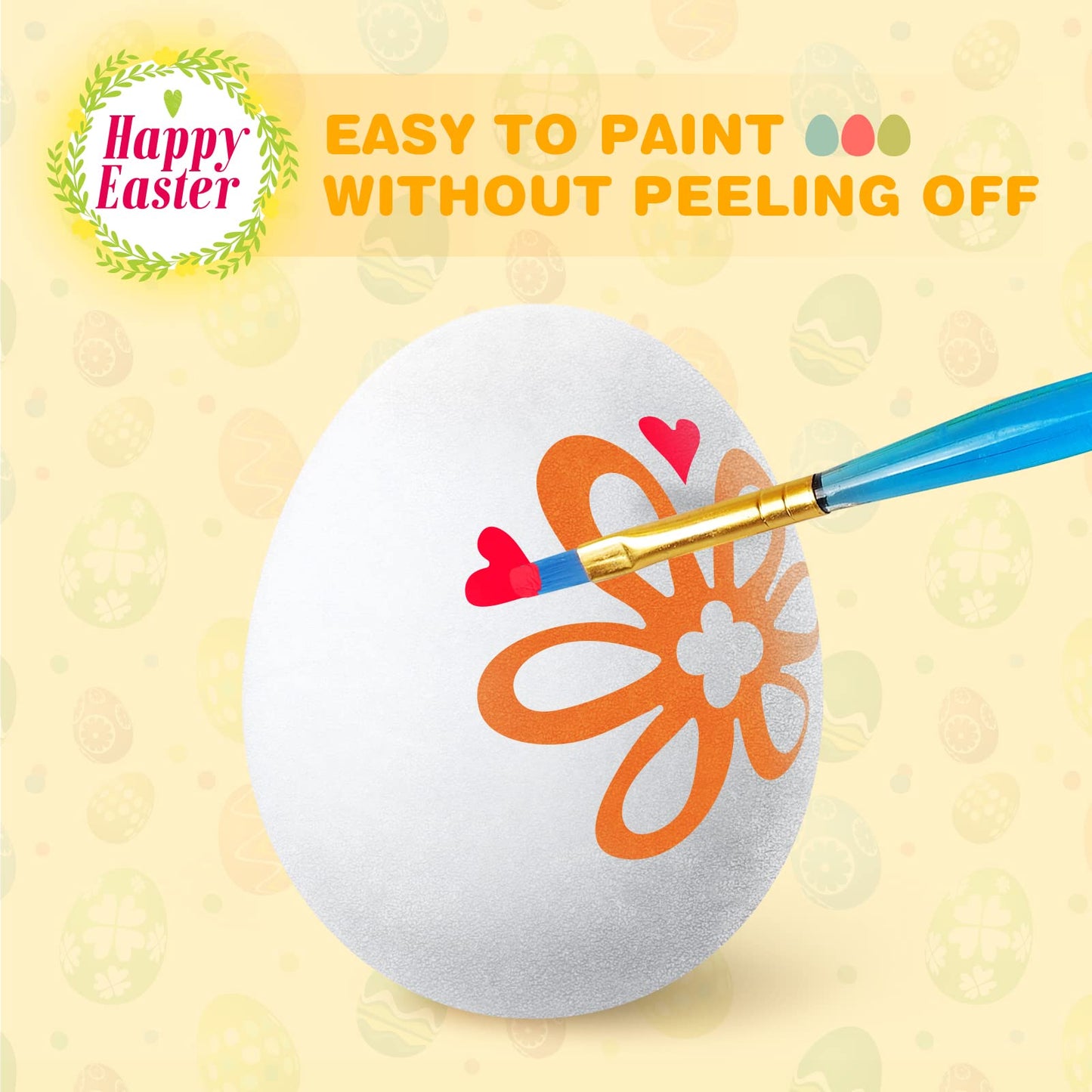 Springflower Easter White Eggs Painting Kit - Paintable Hanging Flocking Eggs With Rope, Diy Design, 28Pcs