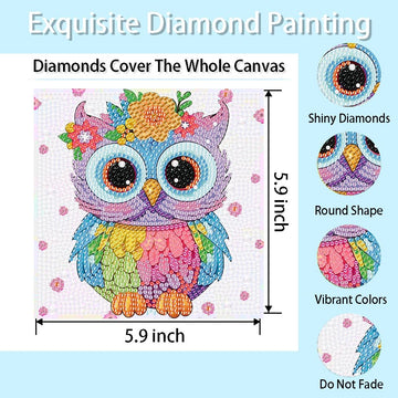 AOSGEDY 4 Pieces Cartoon Diamond Art Kits for Kids, Cute Animals DIY Diamond Art Painting for Adults Beginner, Kids Mosaic Kits