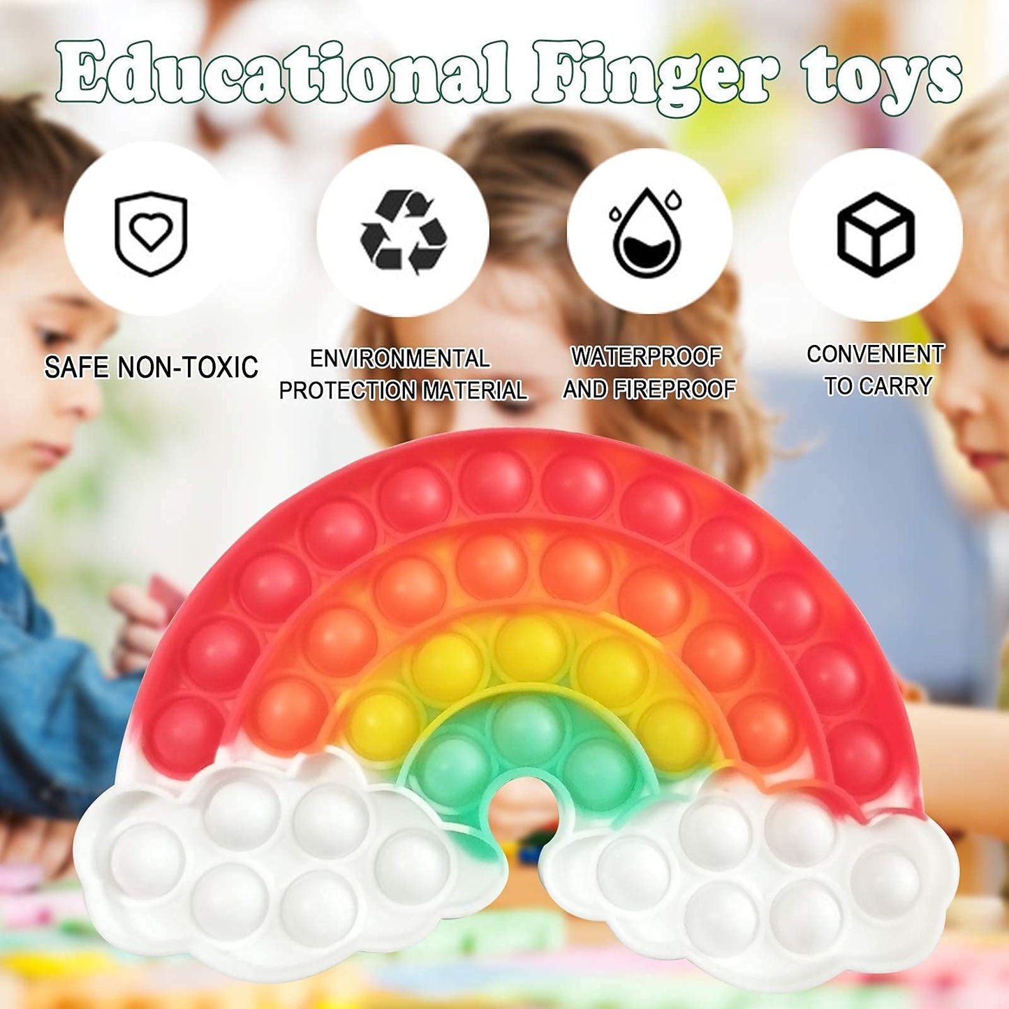 4 Pcs Fidget Toys For Kids, Rainbow Push Bubble Fidget Toys Ice Cream Sensory Toy Pineapple Squeeze Toys Set For Adhd Autism Stress Relief Toy For Girl Gift
