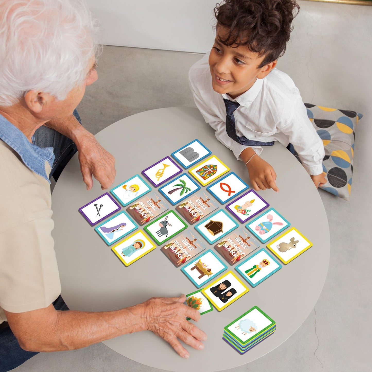 Gisgfim 50 Pairs Memory Matching Game Bible Concentration Games For Kids Educational A Fun & Fast Christian Bible Theme Memory M