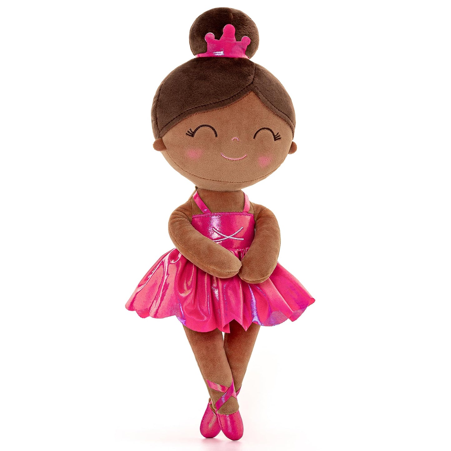 Gloveleya Baby Doll Ballerina Girl Gift Ballerina Plush Soft Doll Colorful Haze Gold Ballet Series-Rose Red 13 Inch With Gift Box