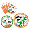 Wernnsai Watercolor Dinosaur Party Supplies - 48 Pcs Dinosaur 3Rd Birthday Party Tableware Bundles For Boys Kids Three Rex Disposable Plates And Napkins Dino Theme Party Decorations Serves 16 Guests