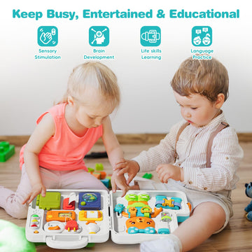 Hangrui Montessori Toys for 1 Year Old, Musical Busy Board, Learning Sensory Toddler Toys for 1-3, Motor Skills Developmental To