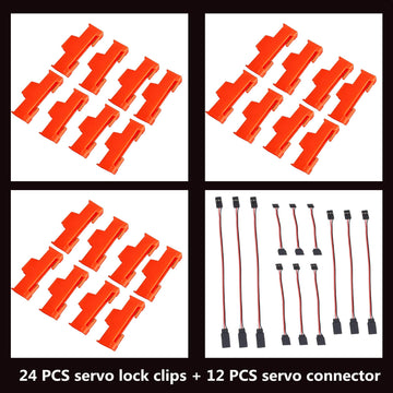 Skrnrhrery Servo Extension Cable Safety Connector Clip, 24Pcs Servo Plug Wire Lock, With 12Pcs Servo Line, Used For Remote Contr