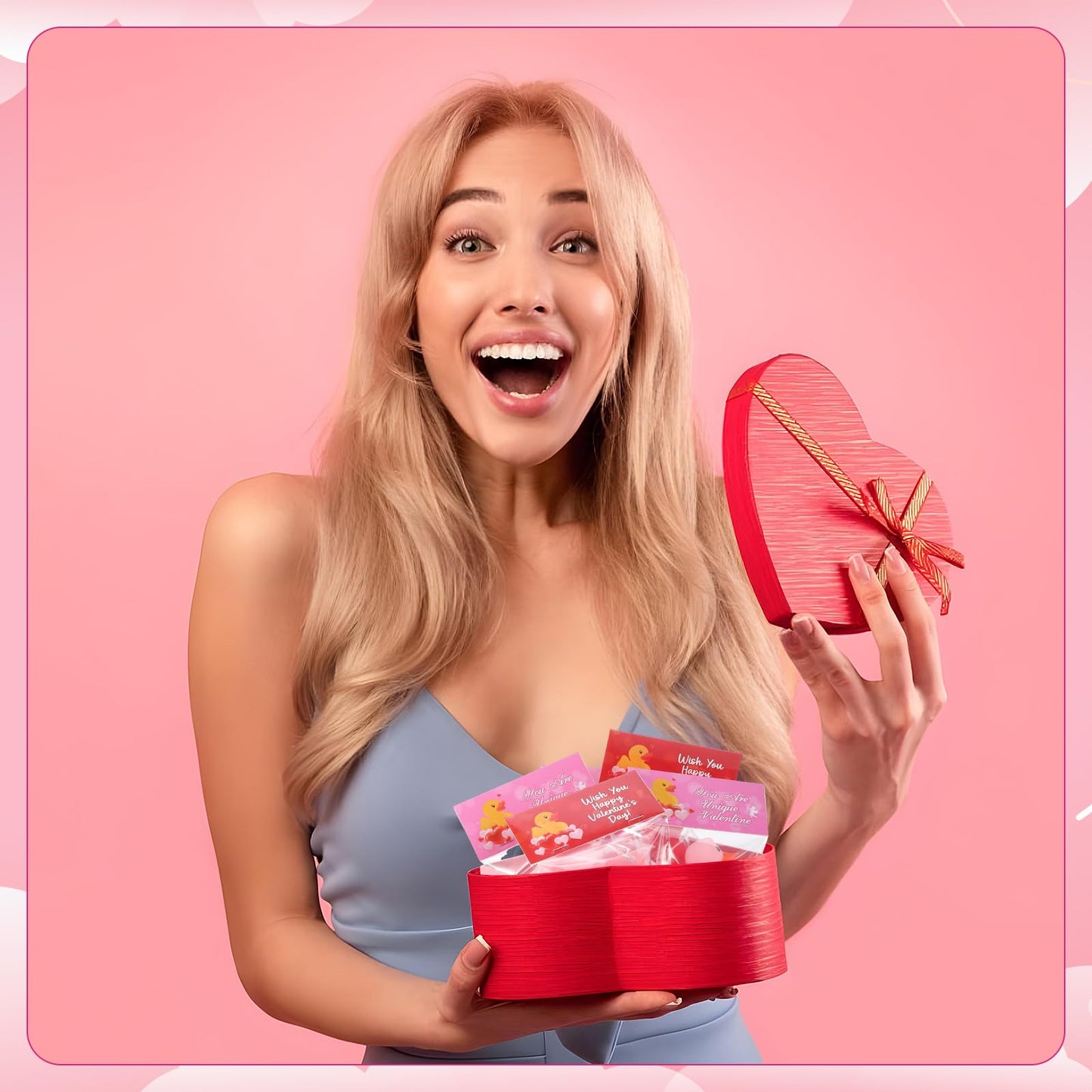 30 Pcs Valentine'S Day Ducks Gifts For Kids Classroom With Valentines Exchange Cards Valentine Rubber Duckies Gifts Bag Stuffers