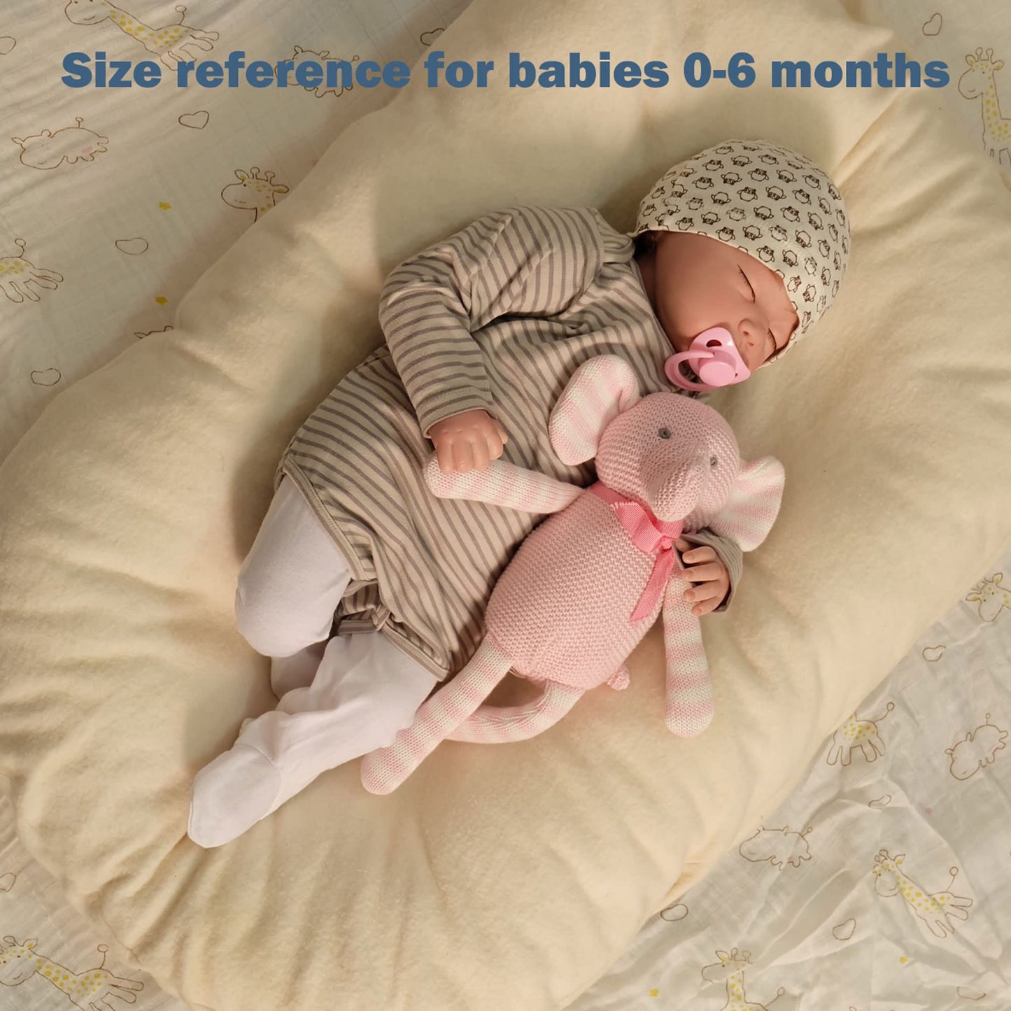 Fluffyfun Organic Baby Toys Pink Elephant Stuffed Animals 7.1''