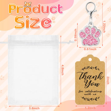 Ecation 74 Pcs Dog Paw Party Favors Set Include Dog Keychain Organza Bags Thank You Kraft Tags Party Decorations for Puppy Birth