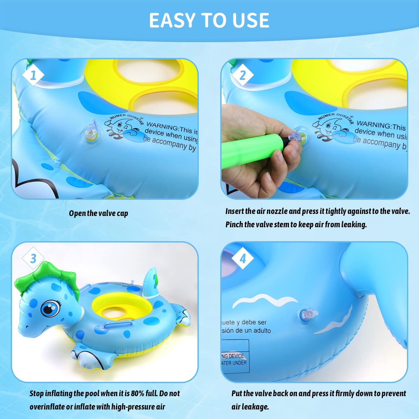 Rtudan 24' 3 Pack Pool Inflatable Floats For Kids, Dinosaur Flamingo Whale Swim Floats Tube Rings,Swimming Rings For Kids Swimming Pool Beach Summer Water Float Party Outdoor