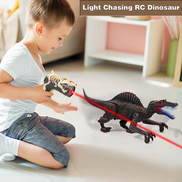 Upgraded Dinosaur Toys For Kids 3-7, Remote Control Spinosaurus With Light Chasing & Spray & Roar, Realistic Dinosaur Toys Xmas Gifts For Boys Age 3-8