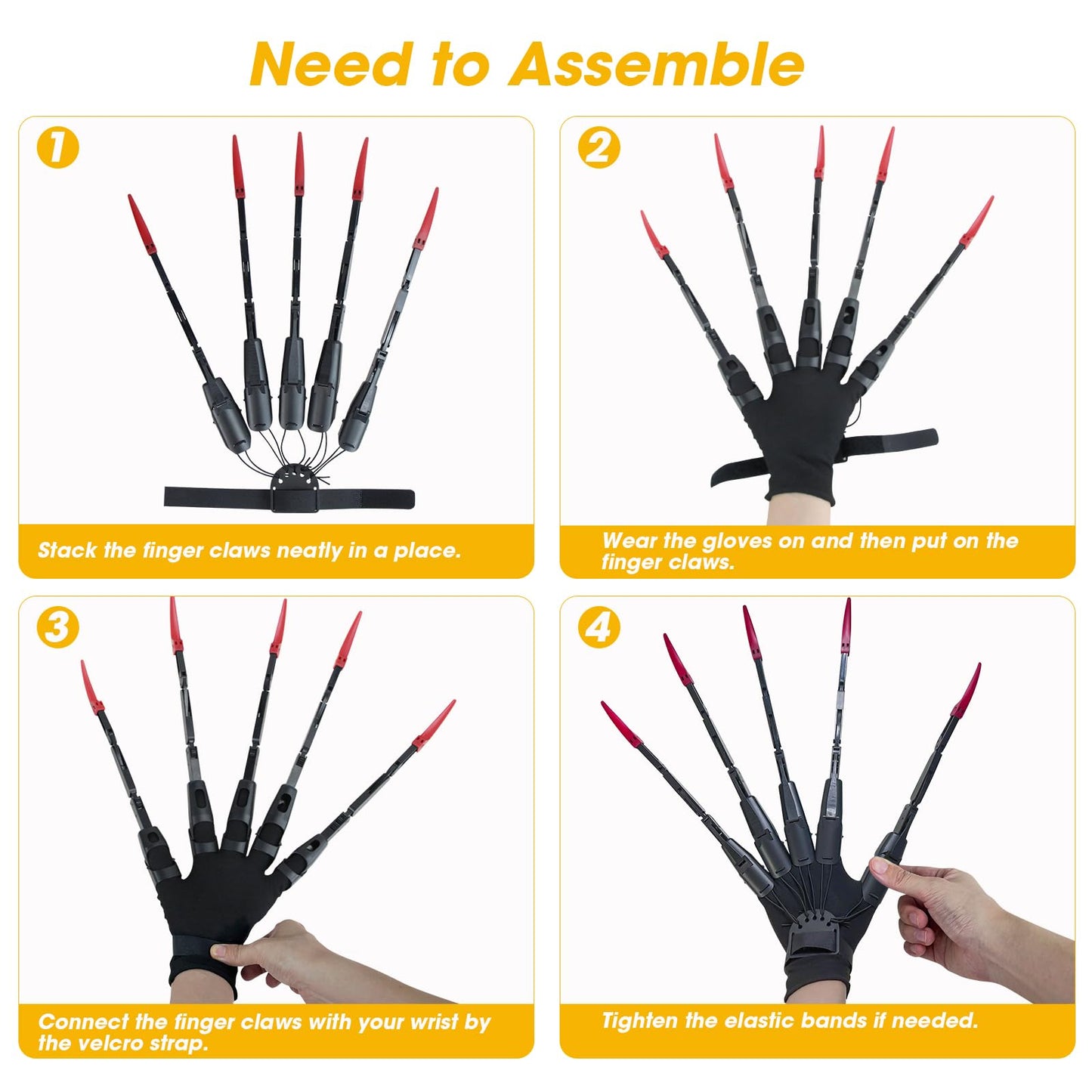 Nicenicy New Articulated Finger Extensions With Fingernails, Halloween Articulated Fingers With Fingernails, Long Finger Claw Wi