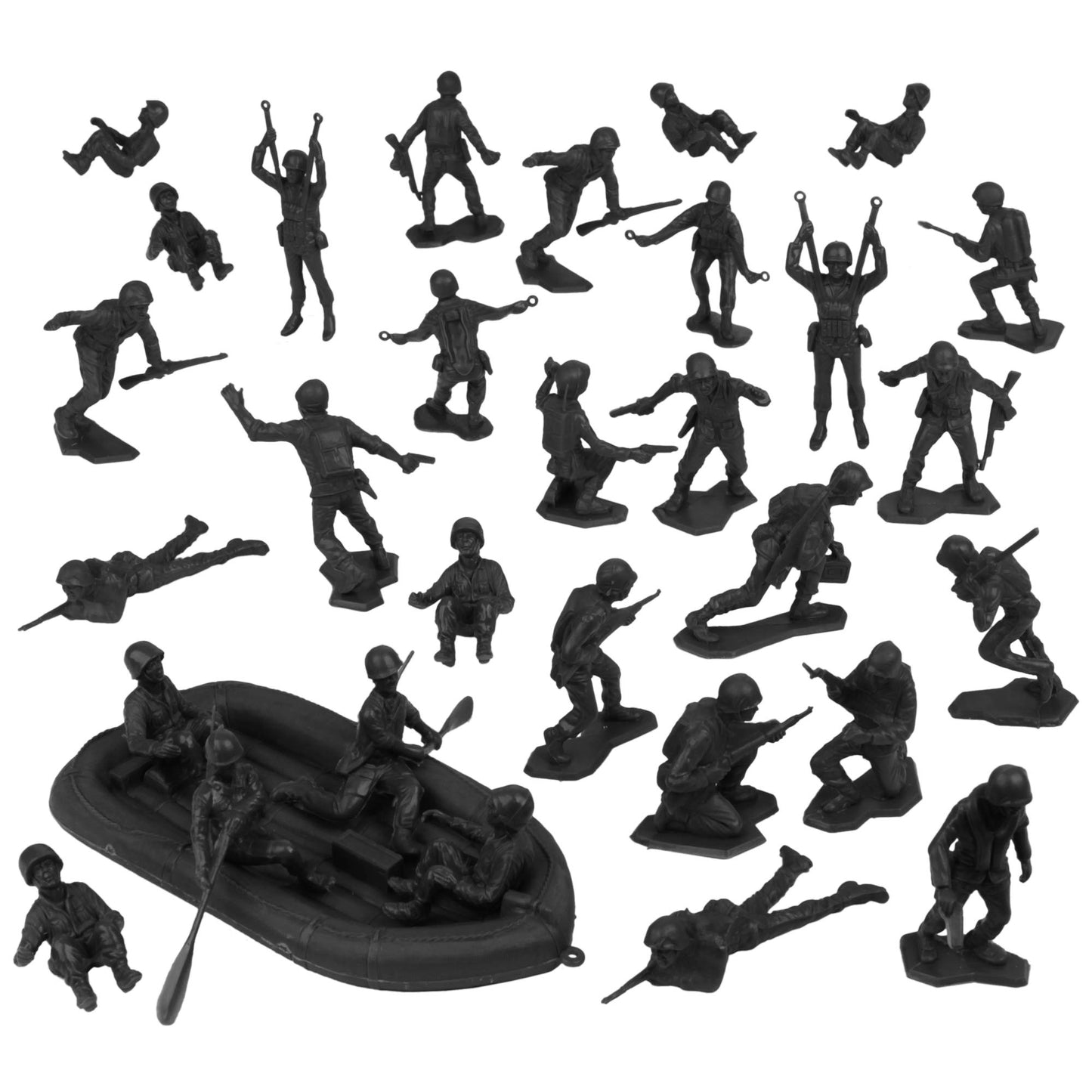 Bmc Marx Plastic Army Men Us Soldiers - Black 31Pc Ww2 Figures - Made In Usa