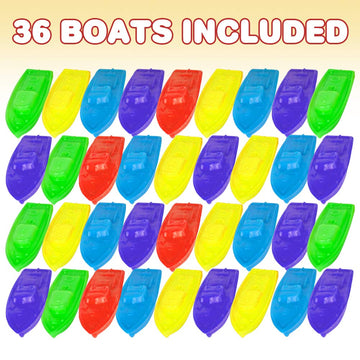 Artcreativity Blow Mold Toy Boats For Kids, Set Of 36, Floating Plastic Pool And Bath Tub Toys In Vibrant Colors, Summer Water Toys For Lake, Beach, Bathtub, Cute Party Favors For Boys And Girls