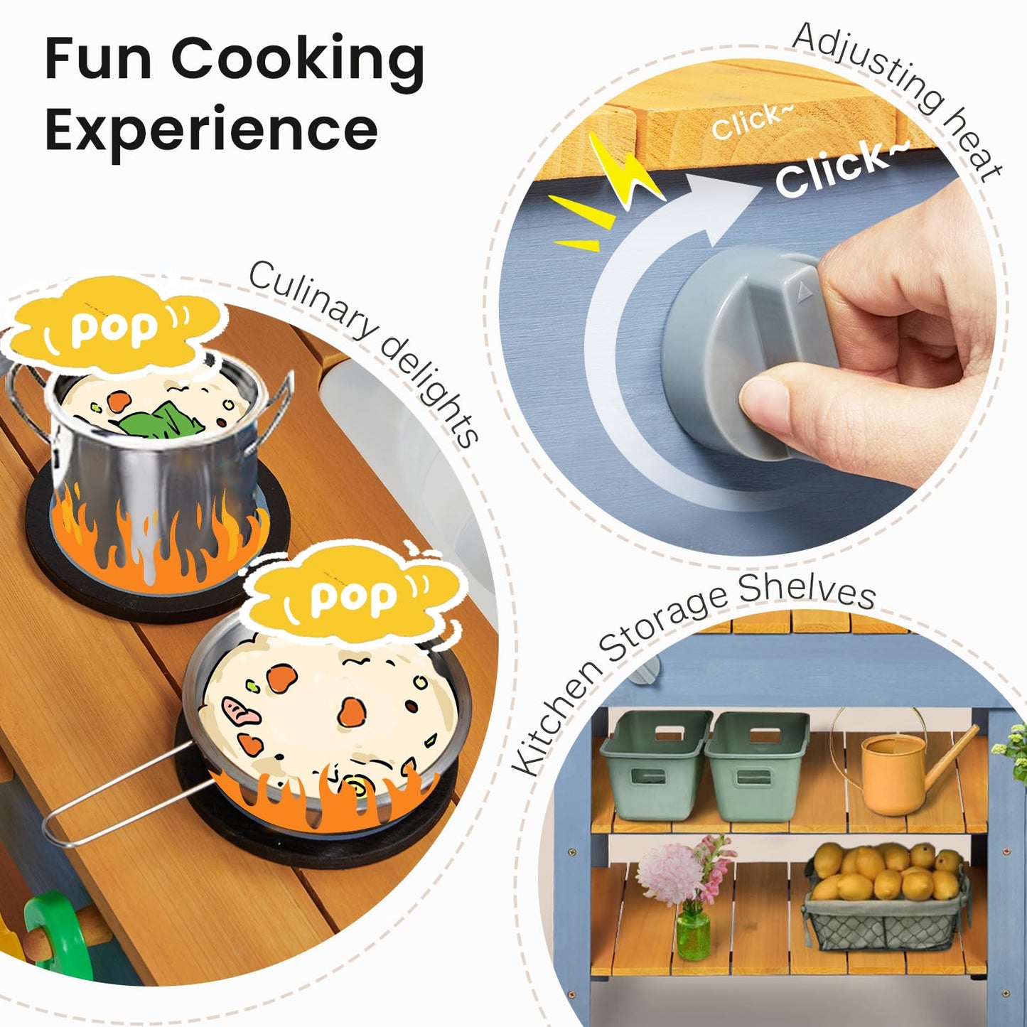 Frogprin Mud Kitchen With Planter Box, Outdoor Play Pretend Kitchen With Stoves, Removable Sink, Faucet, Blackboard, Cooking Acc