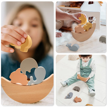 Youuys Baby Stacking Montessori Toys For Toddlers Balance Silicone Stacking Block Toys For Fine Motor Skills For Boys Girls Gift