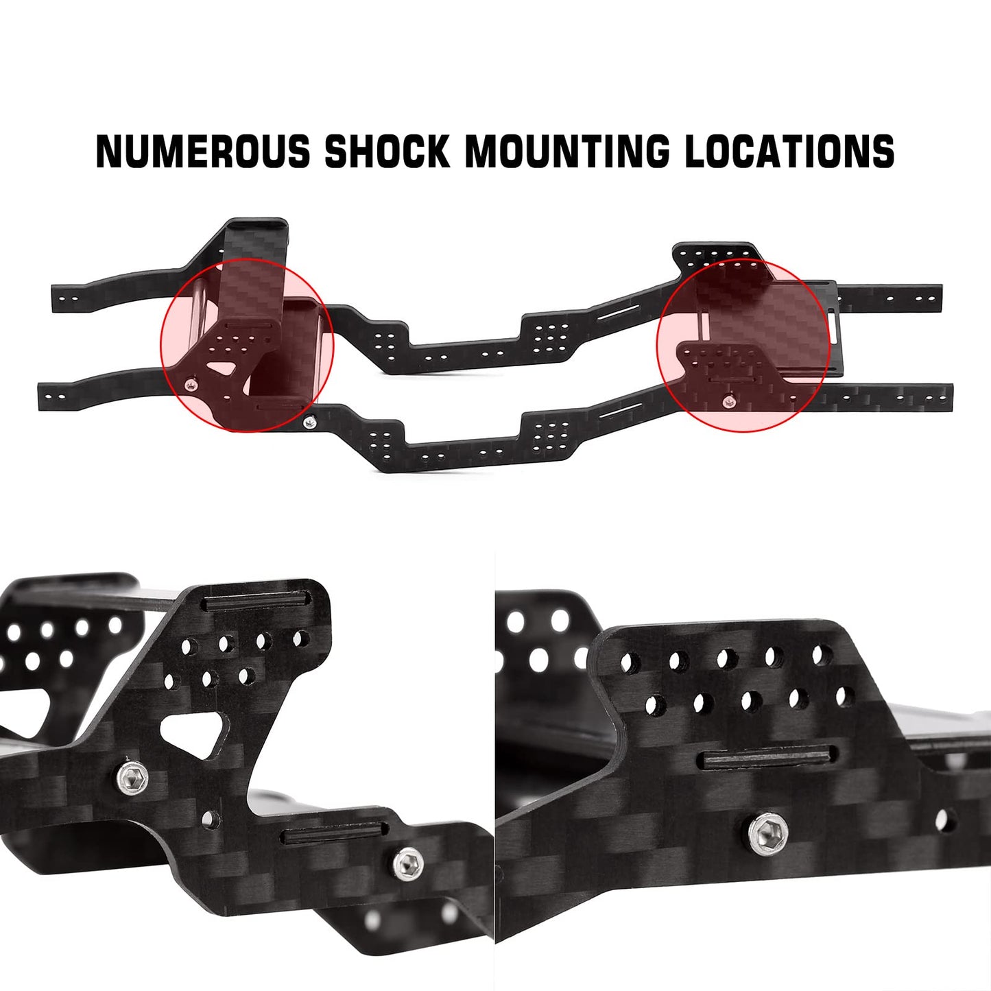 INJORA Carbon Fiber Chassis Kit Low Center of Gravity Frame Girder for Axial SCX24 Deadbolt JLU C10 Bronco 1/24 RC Crawler Upgra