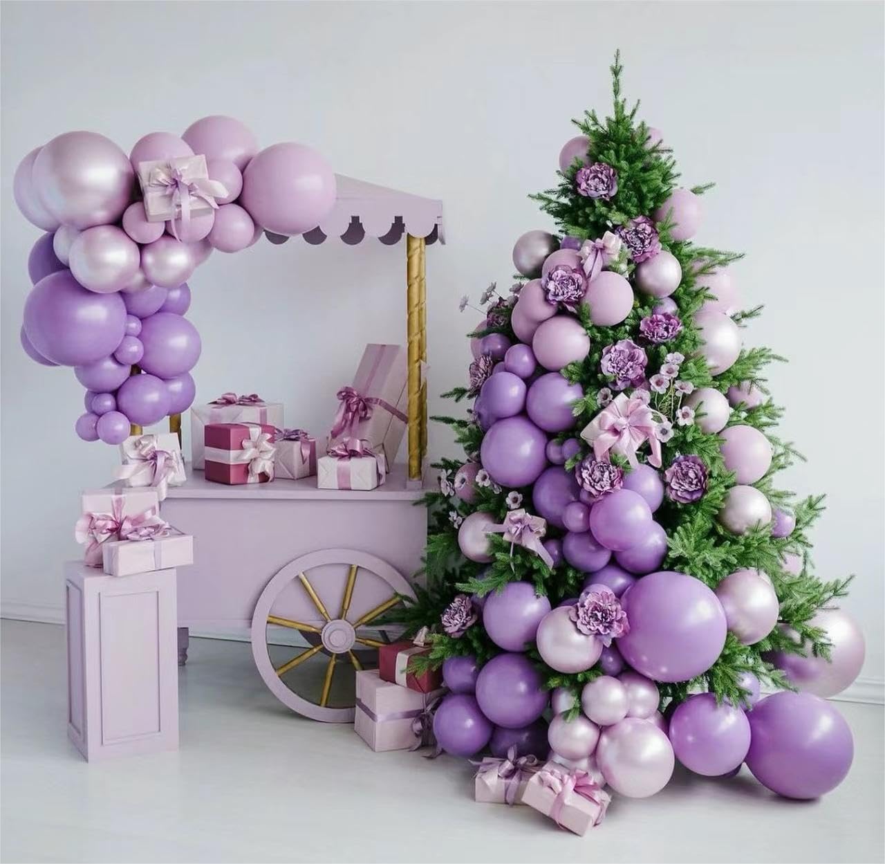 Mebay Grey Violet Maca Purple Gold Balloons Garland Arch Kit, 146Pcs Latex Balloons Different Sizes 18 12 10 5 Inch For Party De