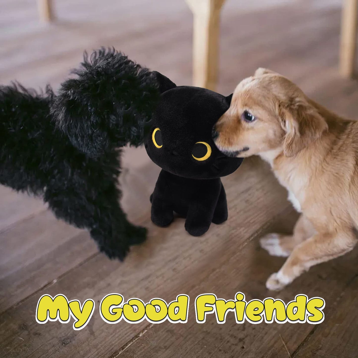 Lsydcarm Black Cat Plush Toy, Cute Black Cat Stuffed Animals Kawaii Black Cat Plushie Doll, Creative Soft Stuffed Cat Plush Toys