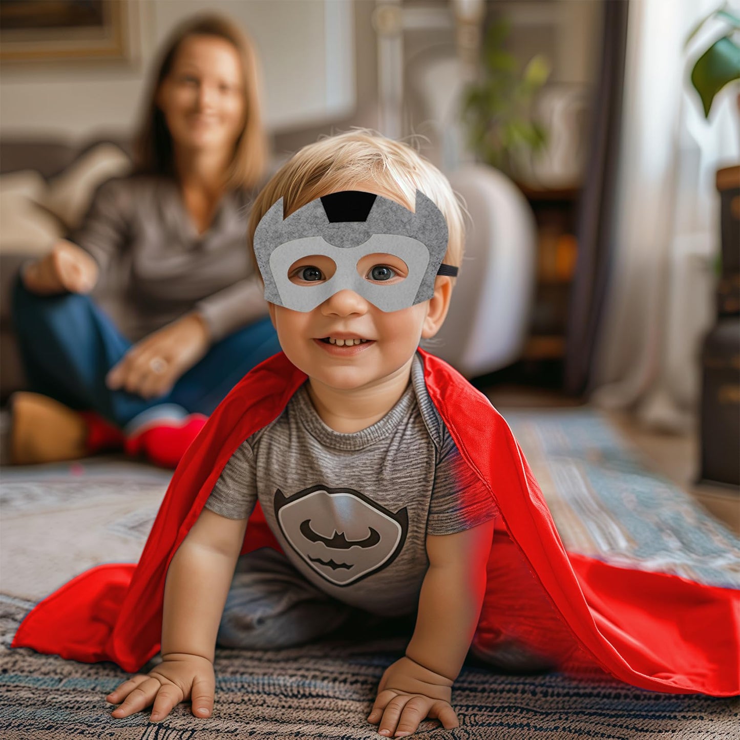 Riorand Kids Superhero Capes And Masks, Ideal For Boys And Girls Cosplay,Birthday Party,Christmas,Halloween Dress Up Red+Green
