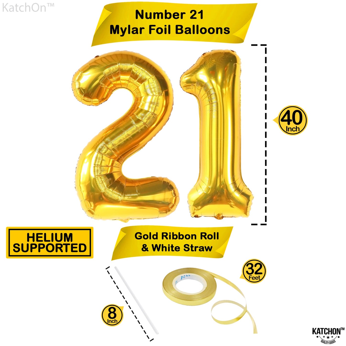 Katchon, Gold 21 Balloons Numbers - 40 Inch | Gold 21St Birthday Balloons | 21St Birthday Decorations For Her Gold | 21 Balloon Number, 21 Number Balloons | Gold 21St Birthday Decorations