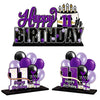 Lingteer Happy 11Th Birthday Purple Acrylic Table Topper Centerpieces Set - Cheers To Eleven Years Old Birthday 11Th Bday Party Gift Decorations.