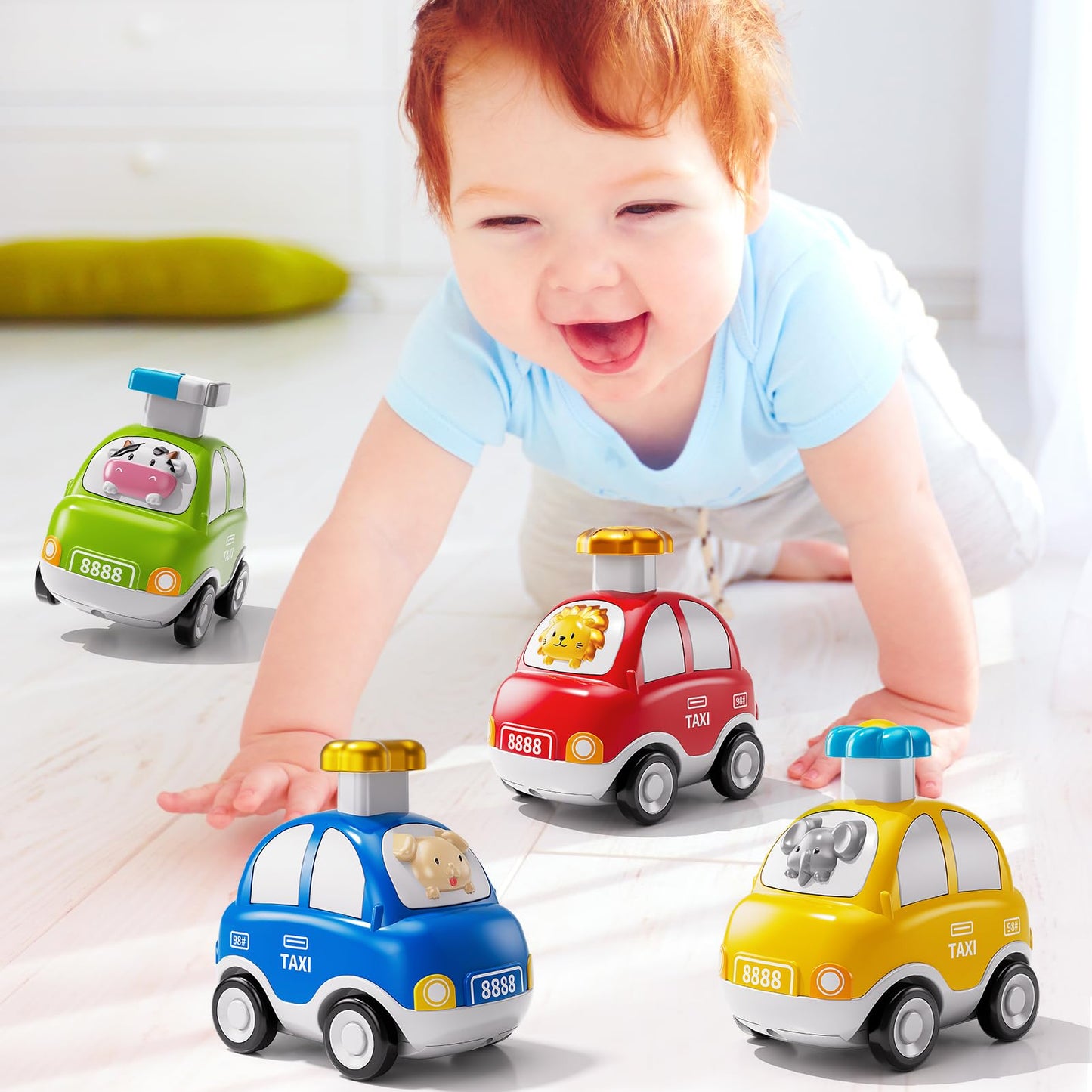 Jukudahu Animal Press And Go Car Toys For Toddlers 1-3 - Kids Play Cars For Tollders Ages 1 2 3 4 5 Years Old, Toy Figure Cars,