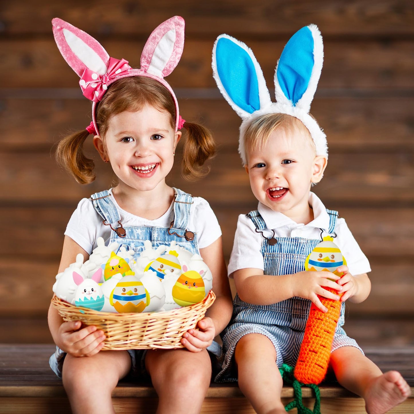 Miniinflat 12 Pcs Easter Eggs Painting Kit White Easter Eggs Coloring Decorating Crafts Kit Squeeze Eggs Bunny Toys With Dye Pai